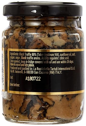 La Rustichella Italian Vegan Black Truffle Slices - Gluten-Free & Cholesterol-Free (3.17 oz)
