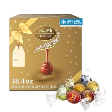 Lindt LINDOR Assorted Chocolate Truffles Gift Box - 90 Count, 38.4 oz.