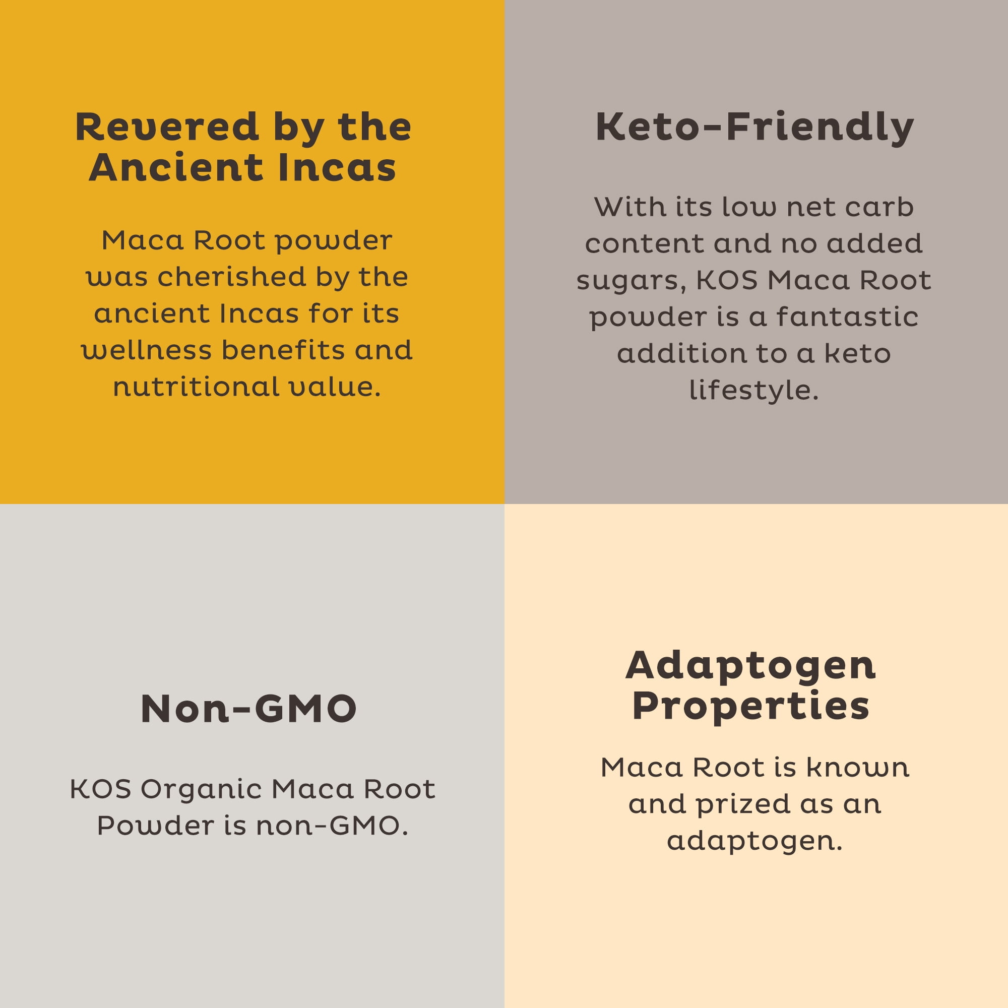 KOS ORGANIC MACA ROOT POWDER - VEGAN SUPERFOOD, GLUTEN FREE, NON GMO - 3.2 OZ