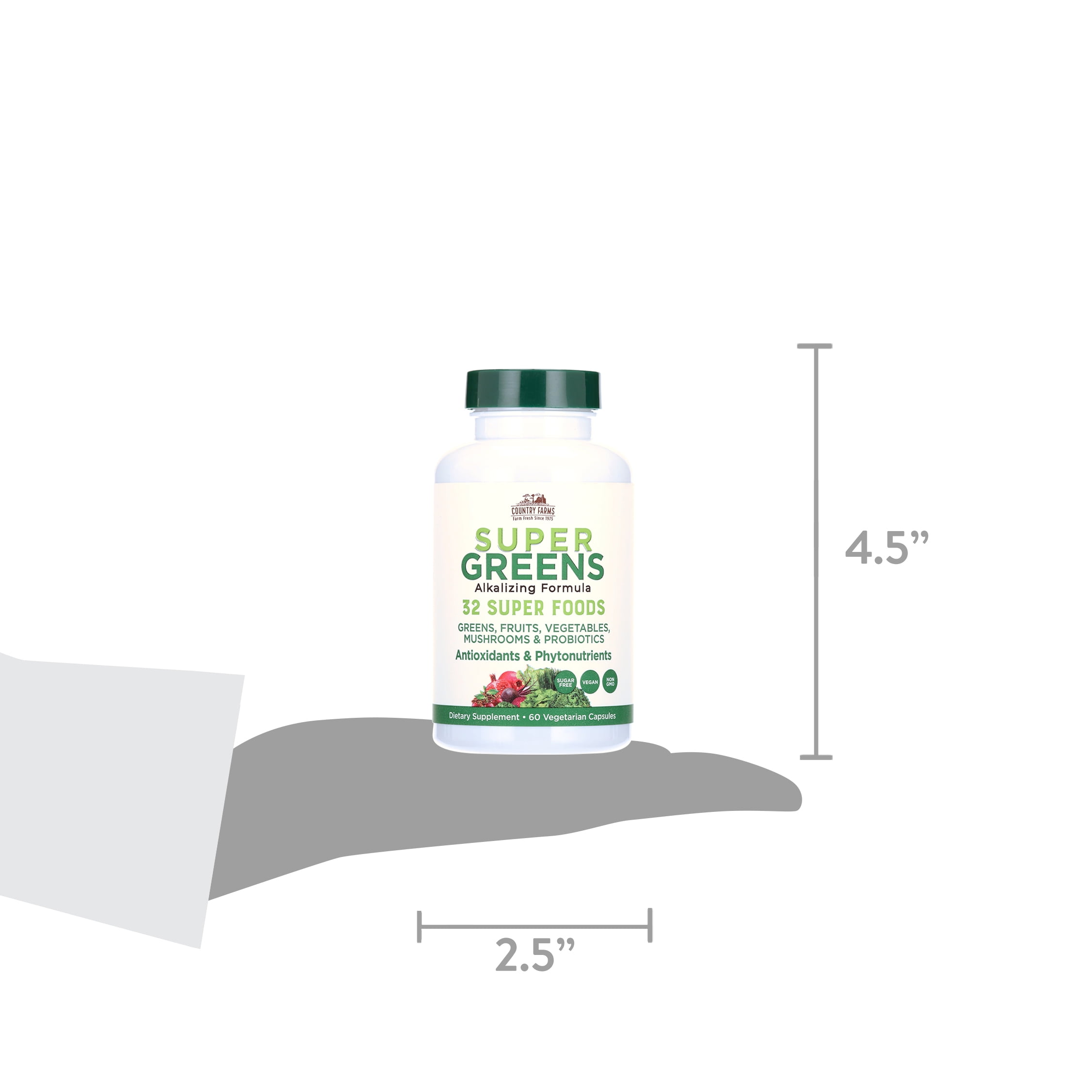COUNTRY FARMS SUPER GREENS VEGICAPS - WHOLE FOOD SUPPLEMENT WITH 32 SUPERFOODS, ANTIOXIDANTS & PROBIOTICS - 60 COUNT