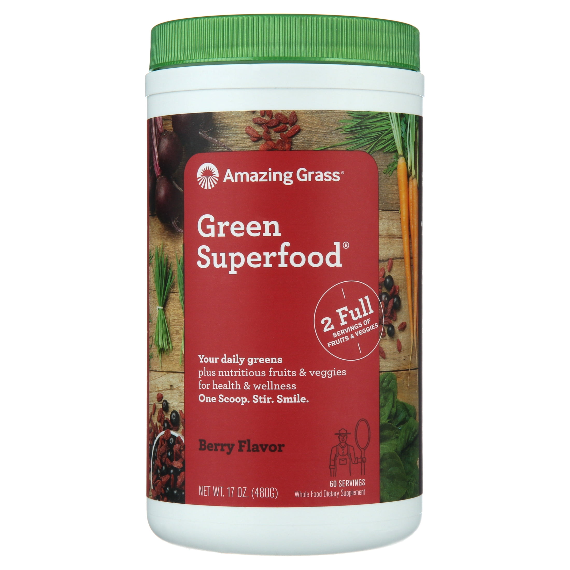 Amazing Grass Organic Berry Green Superfood Powder, 17oz Bottle - 60 Servings