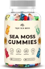 True Sea Moss Organic TrueSeaMoss Gummies with Burdock Root & Bladderwrack, 60ct