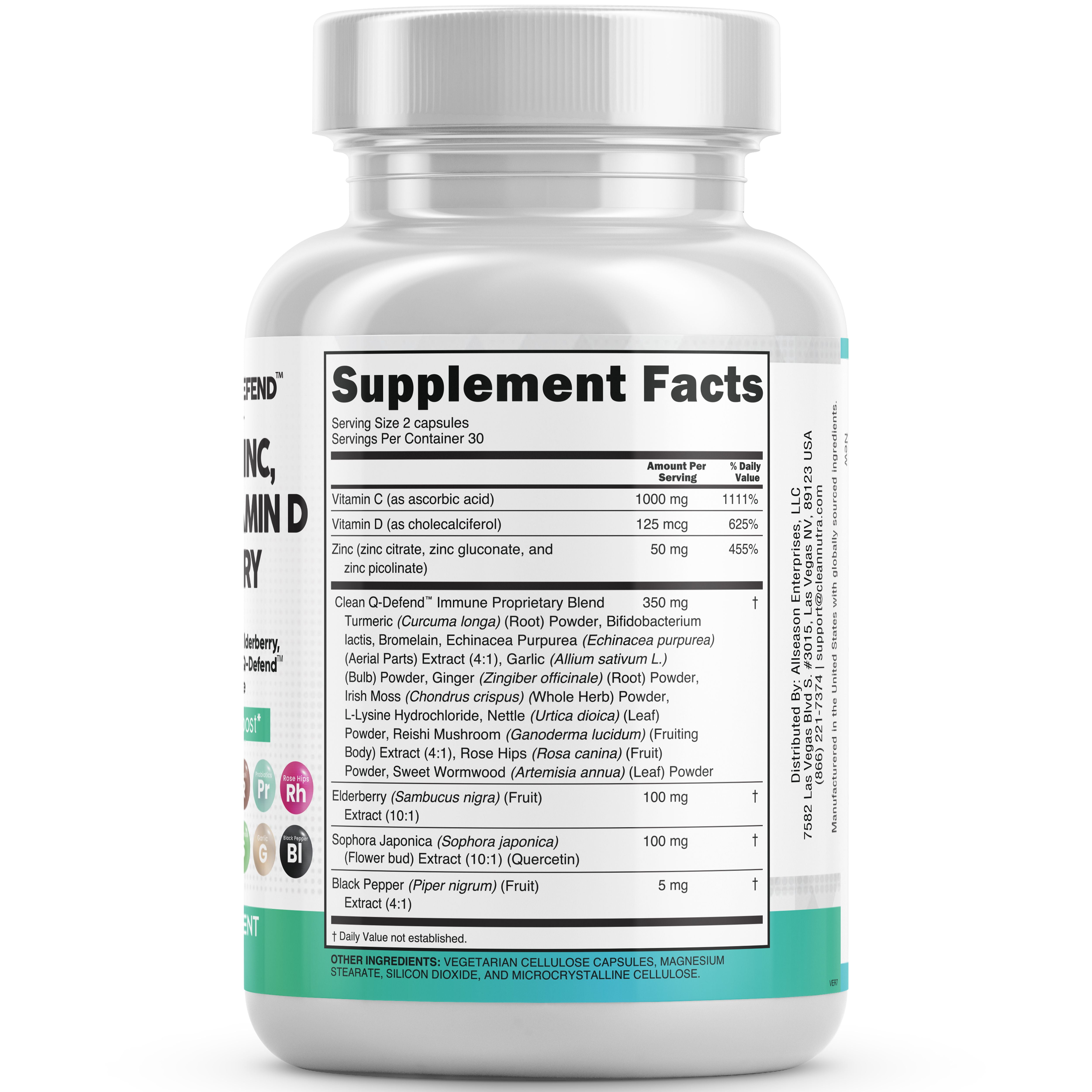 Clean Nutraceuticals Lung & Immune Support Supplement with Quercetin, Zinc, Vitamin C, D, Bromelain, Elderberry
