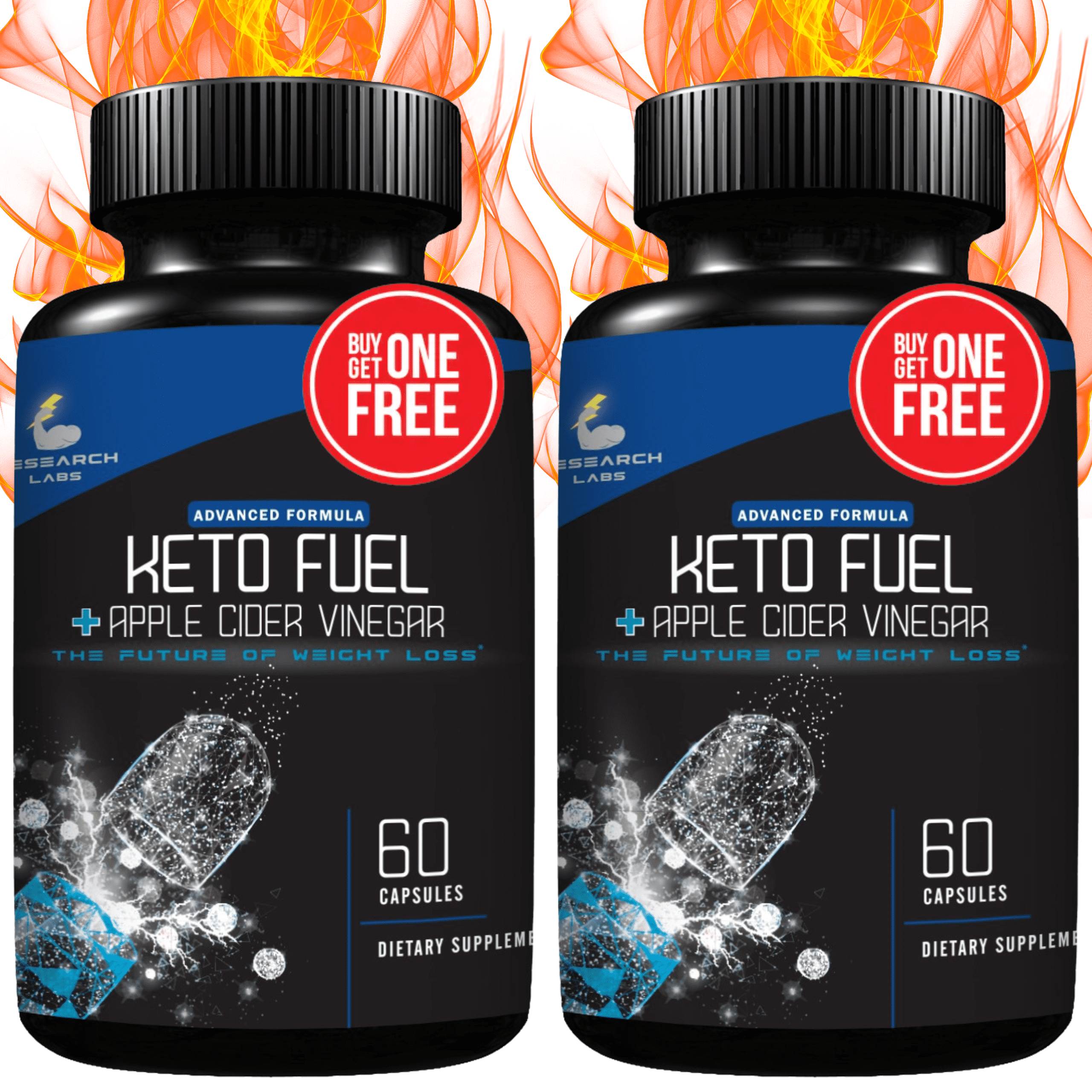 Research Labs Extreme Keto Fat Burner Pills with Apple Cider Vinegar - Buy 1 Get 1 Free - 120 Count