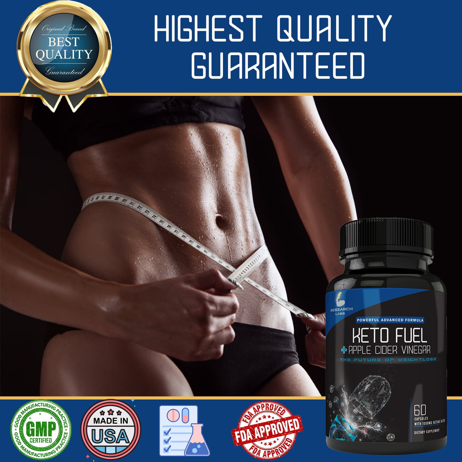 Research Labs Extreme Keto Fat Burner Pills with Apple Cider Vinegar - Buy 1 Get 1 Free - 120 Count