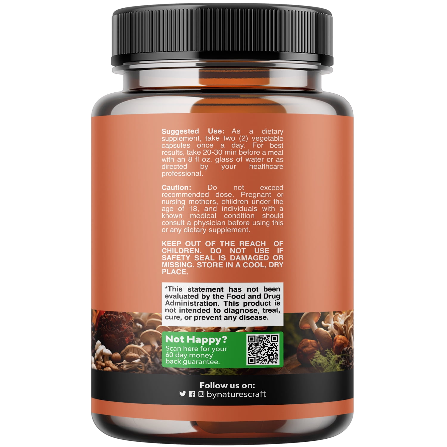 Natures Craft 10X Lions Mane Mushroom Complex Capsules - Adaptogenic Brain Support Supplement