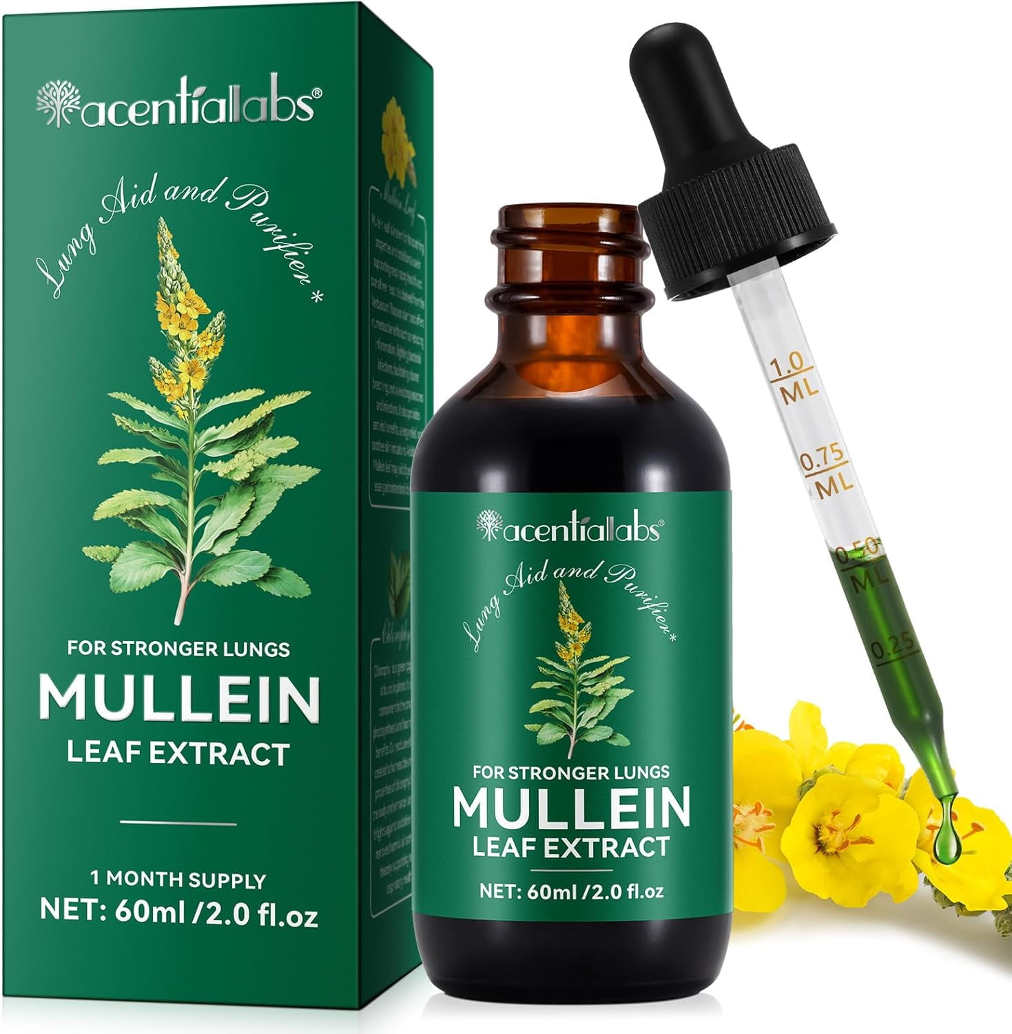 Maani Essence Mullein Leaf Liquid Drops with Chlorophyll - 60ml Premium Extract
