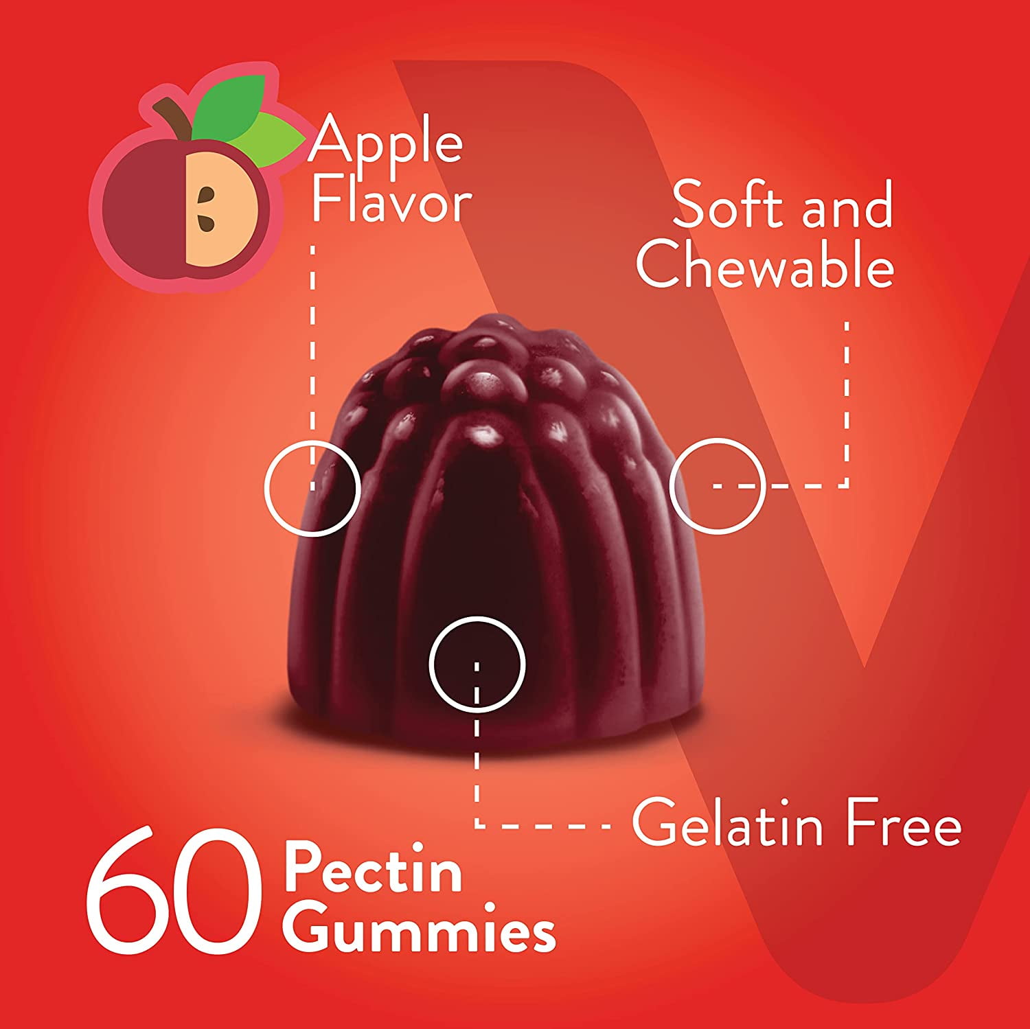 Viteey Apple Cider Vinegar Gummies with Ginger for Detox and Cleanse - 60 Count, Apple Flavor