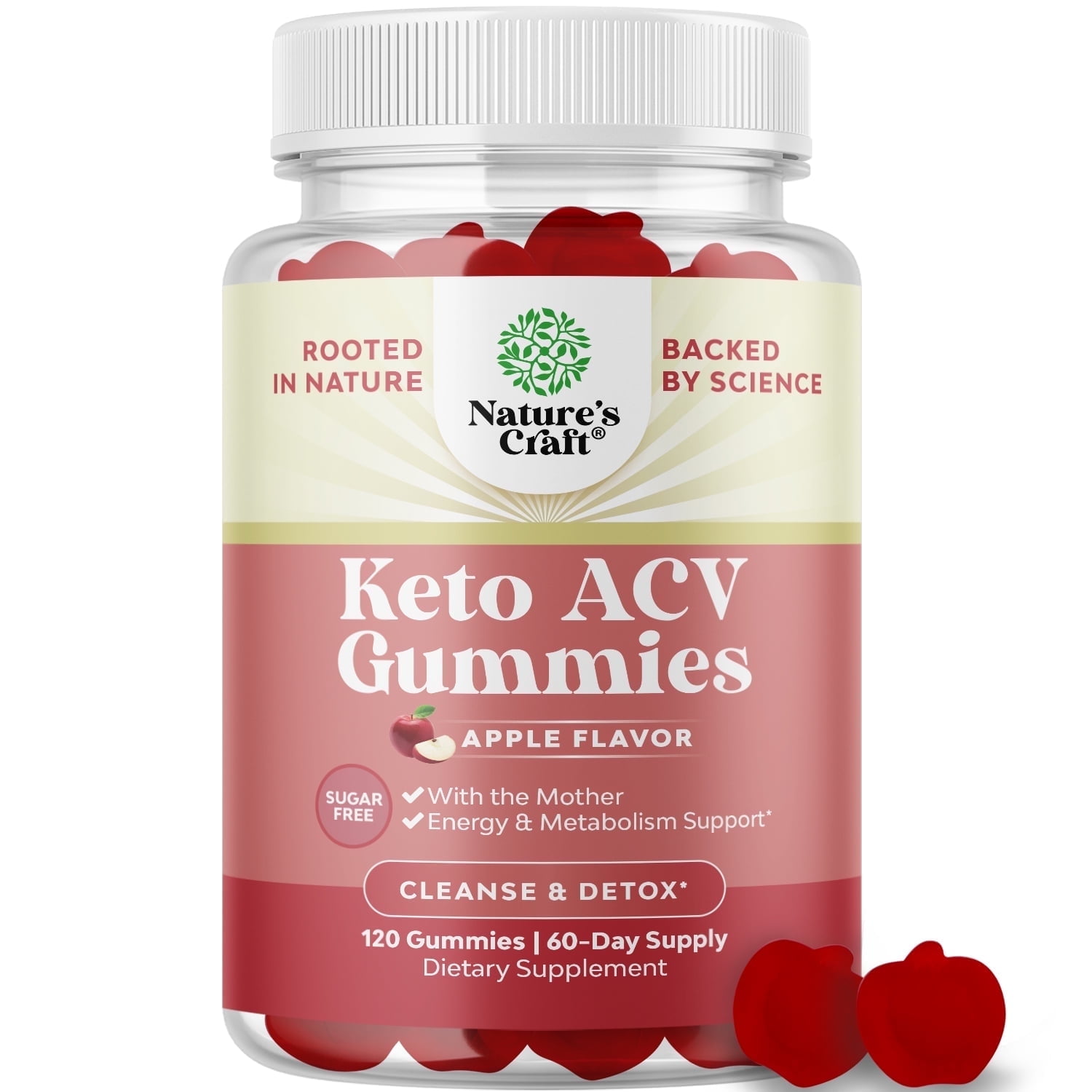Natures Craft Vegan Keto ACV Gummies for Slimming Cleanse - Non GMO with Mother - 2 Months