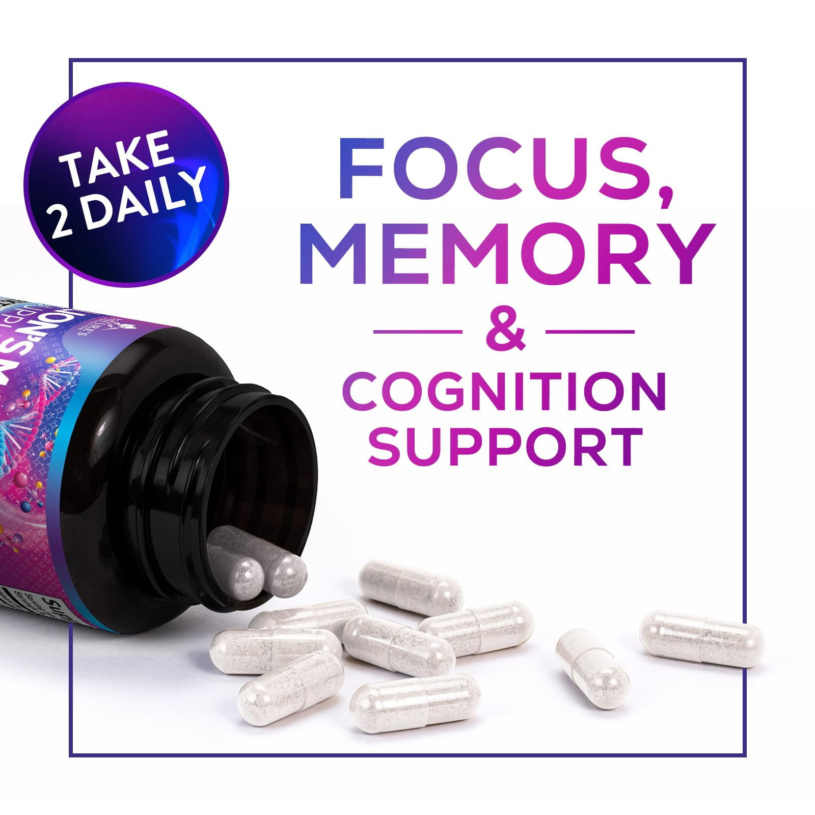 Nature's Nutrition Lion’s Mane Mushroom Capsules 10:1 Extract - Brain & Immune Support - Nootropic Supplement - 60 Vegan Caps