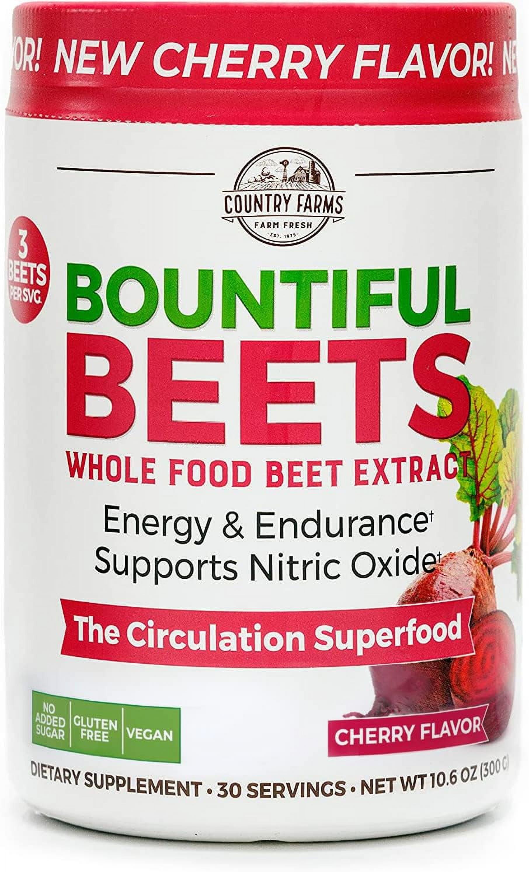 Country Farms-Bountiful Beets Cherry Circulation Superfood, Nitric Oxide Booster, 10.6 oz