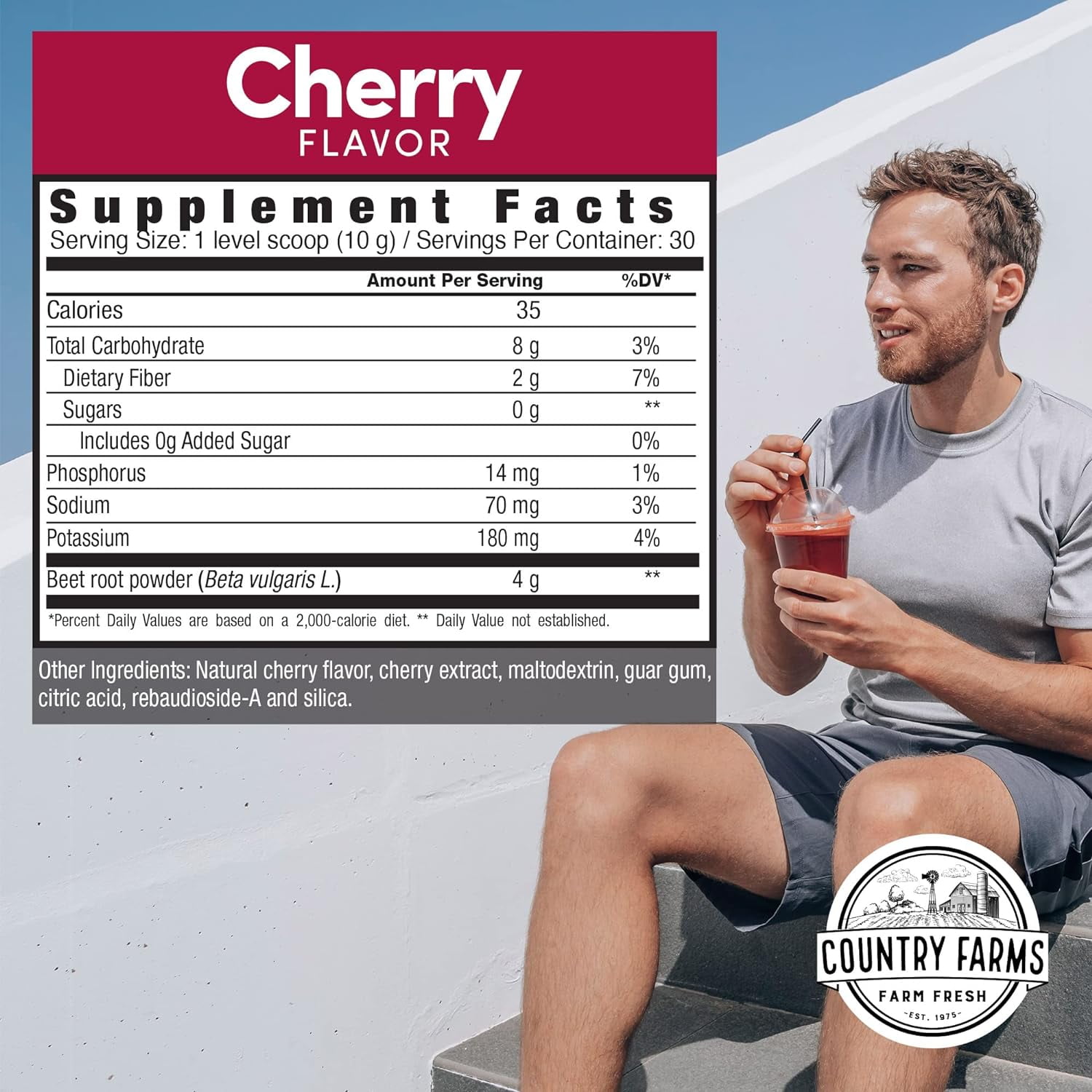Country Farms-Bountiful Beets Cherry Circulation Superfood, Nitric Oxide Booster, 10.6 oz