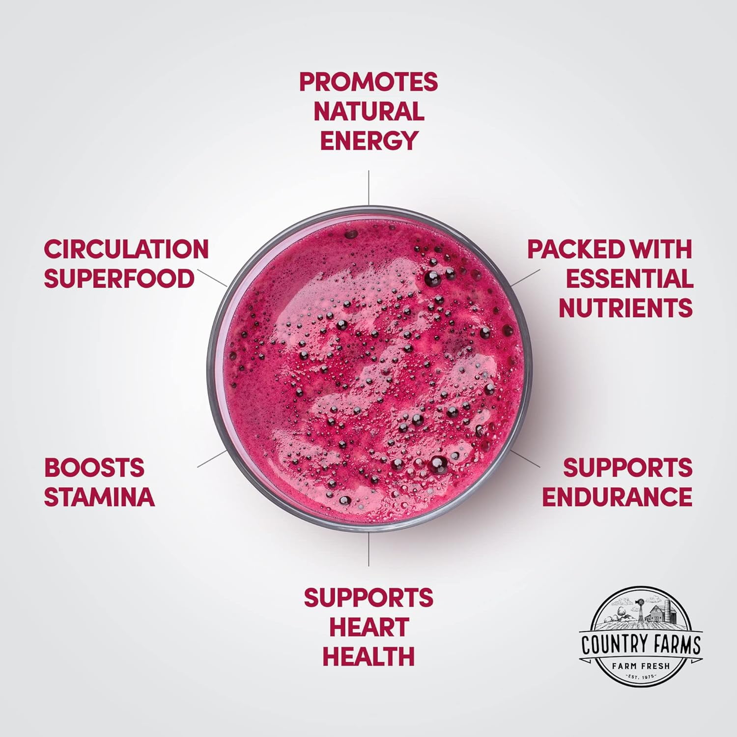 Country Farms-Bountiful Beets Cherry Circulation Superfood, Nitric Oxide Booster, 10.6 oz
