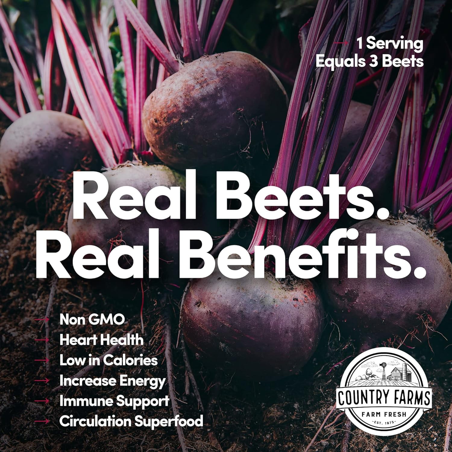 Country Farms-Bountiful Beets Cherry Circulation Superfood, Nitric Oxide Booster, 10.6 oz