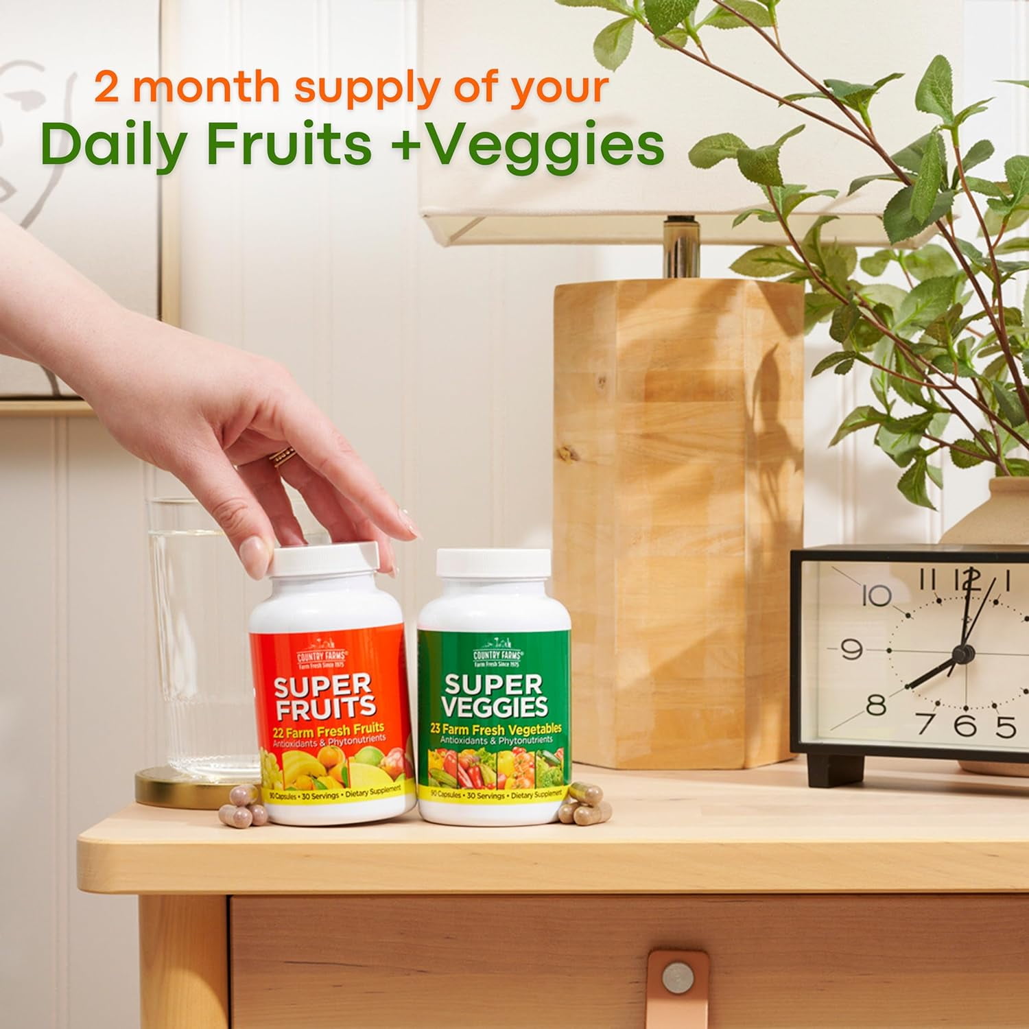 Country Farms Super Fruits & Veggies Capsules - 2 Pack, 180 Each, Superfood Blend with Antioxidants