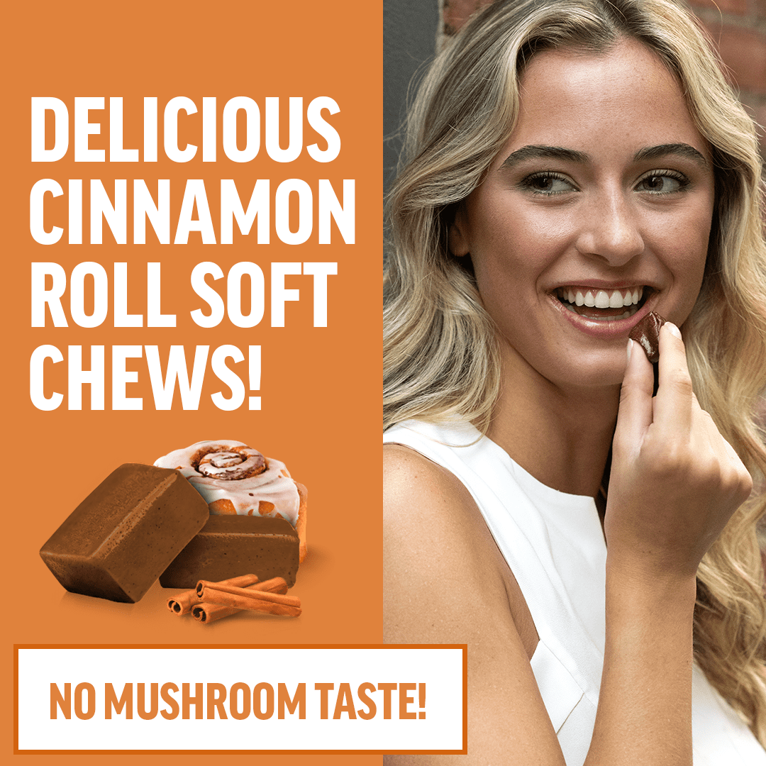 Force Factor Modern Mushroom Supplement, Cinnamon Roll Soft Chews - 60 Count