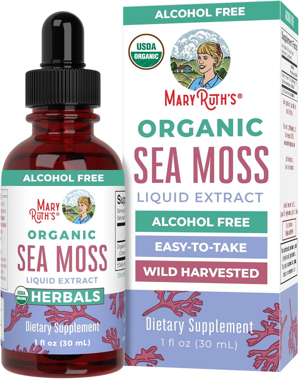 Mary Ruth's Organic Sea Moss Liquid Drops - Vegan & Sugar-Free - 1 fl oz