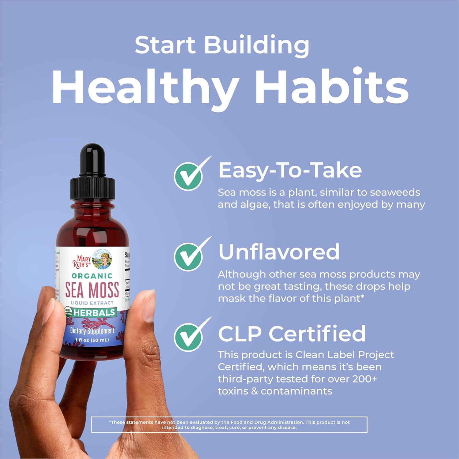 Mary Ruth's Organic Sea Moss Liquid Drops - Vegan & Sugar-Free - 1 fl oz