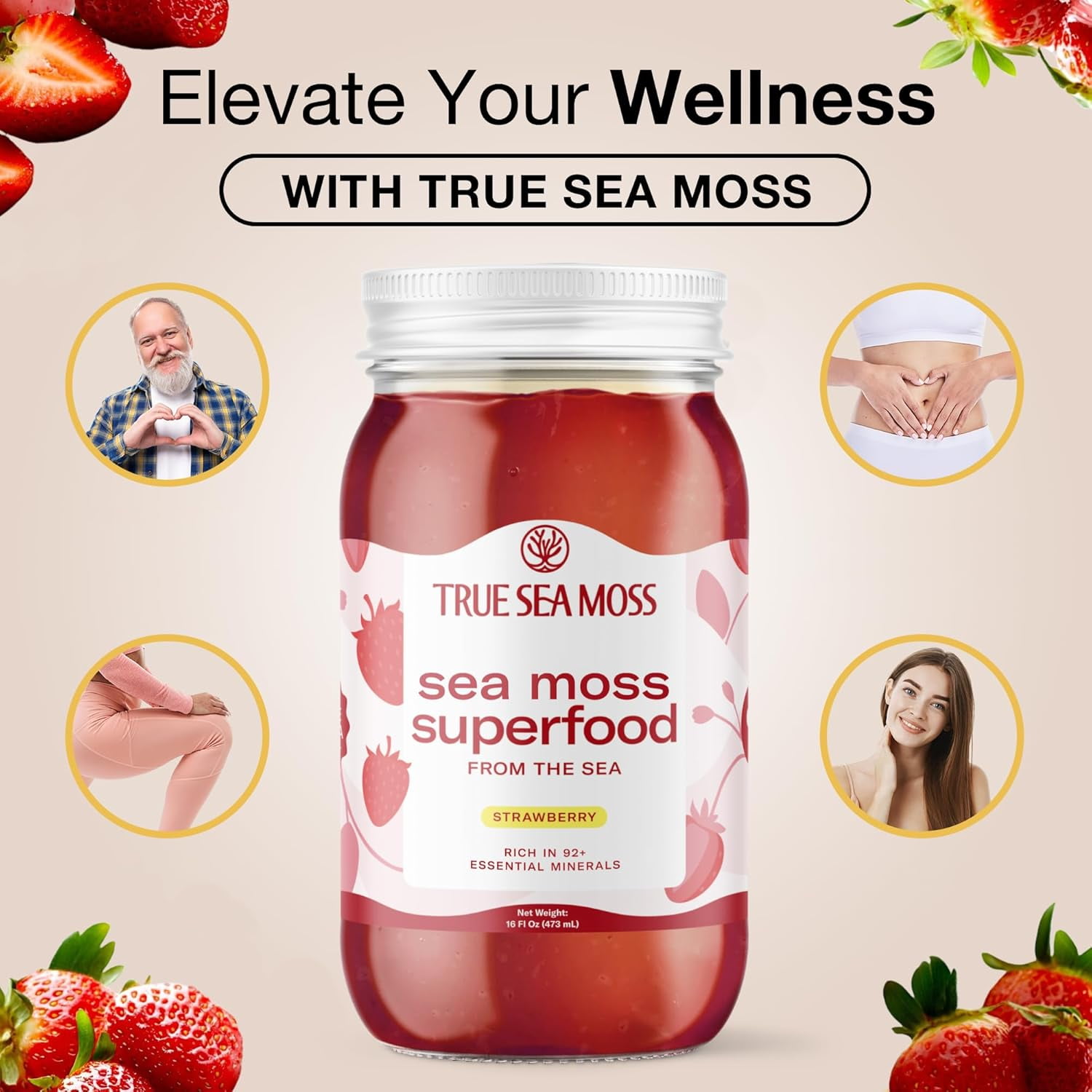 True Sea Moss Organic Raw Irish Sea Moss Gel 5-Pack, 80 oz - Wildcrafted, Antioxidant