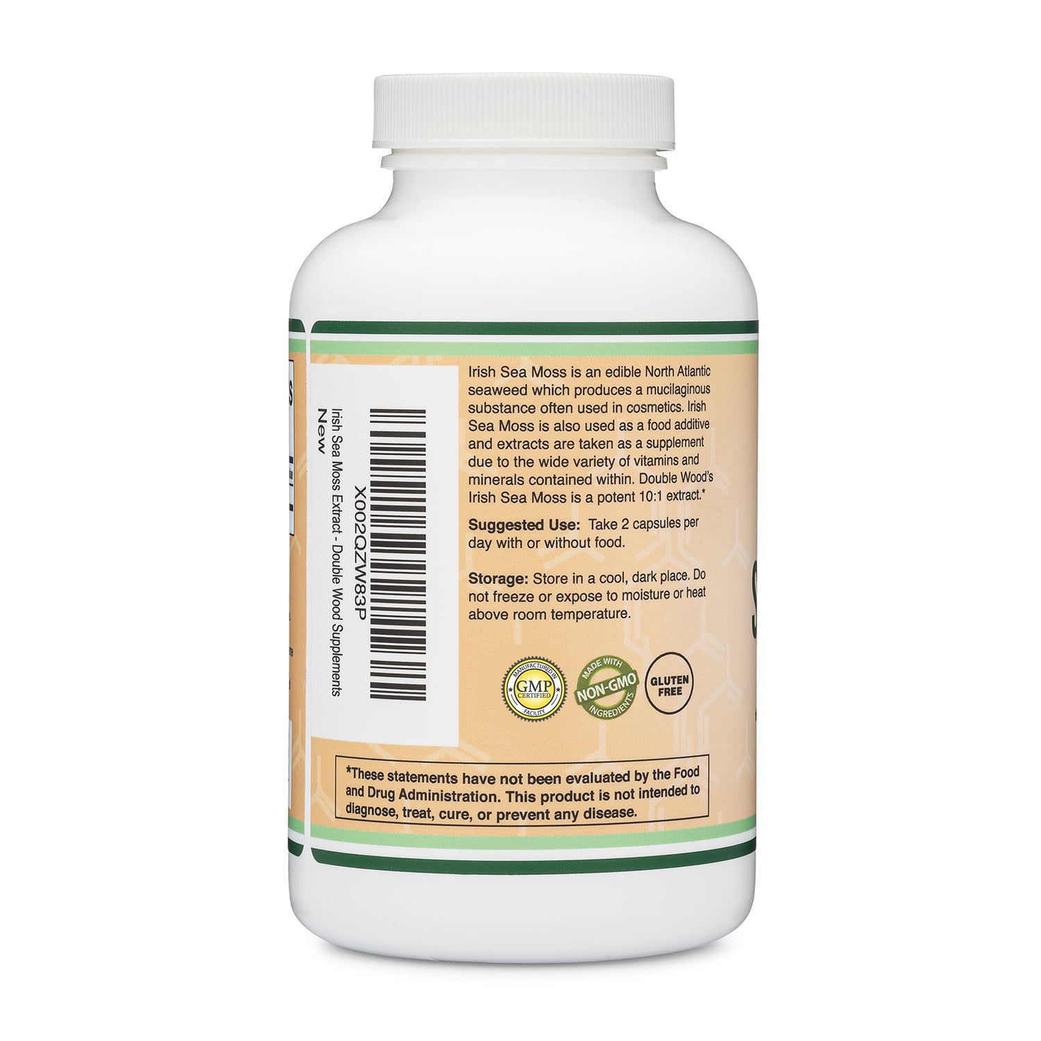 Double Wood Supplements Sea Moss Capsules | High Purity Extract (180 Count, 1,200mg)