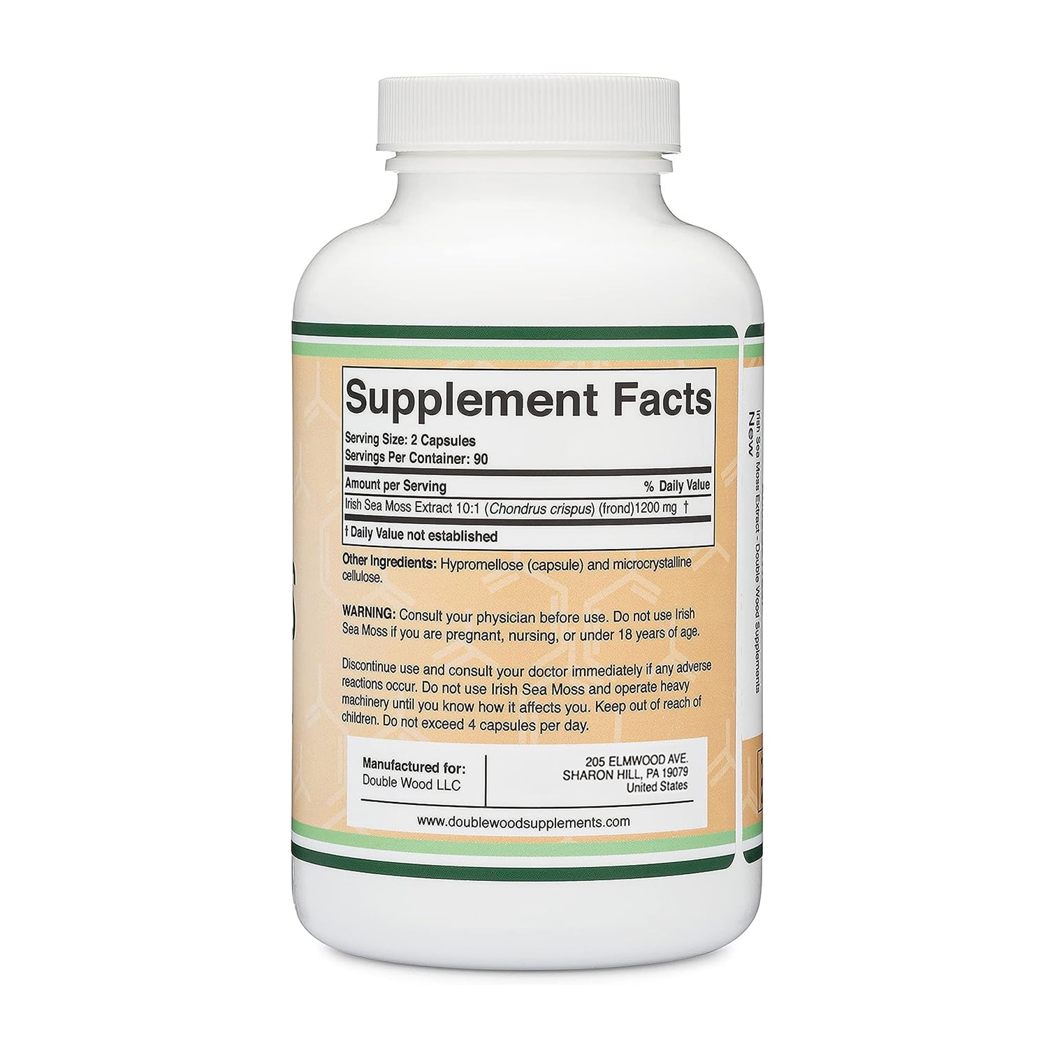 Double Wood Supplements Sea Moss Capsules | High Purity Extract (180 Count, 1,200mg)