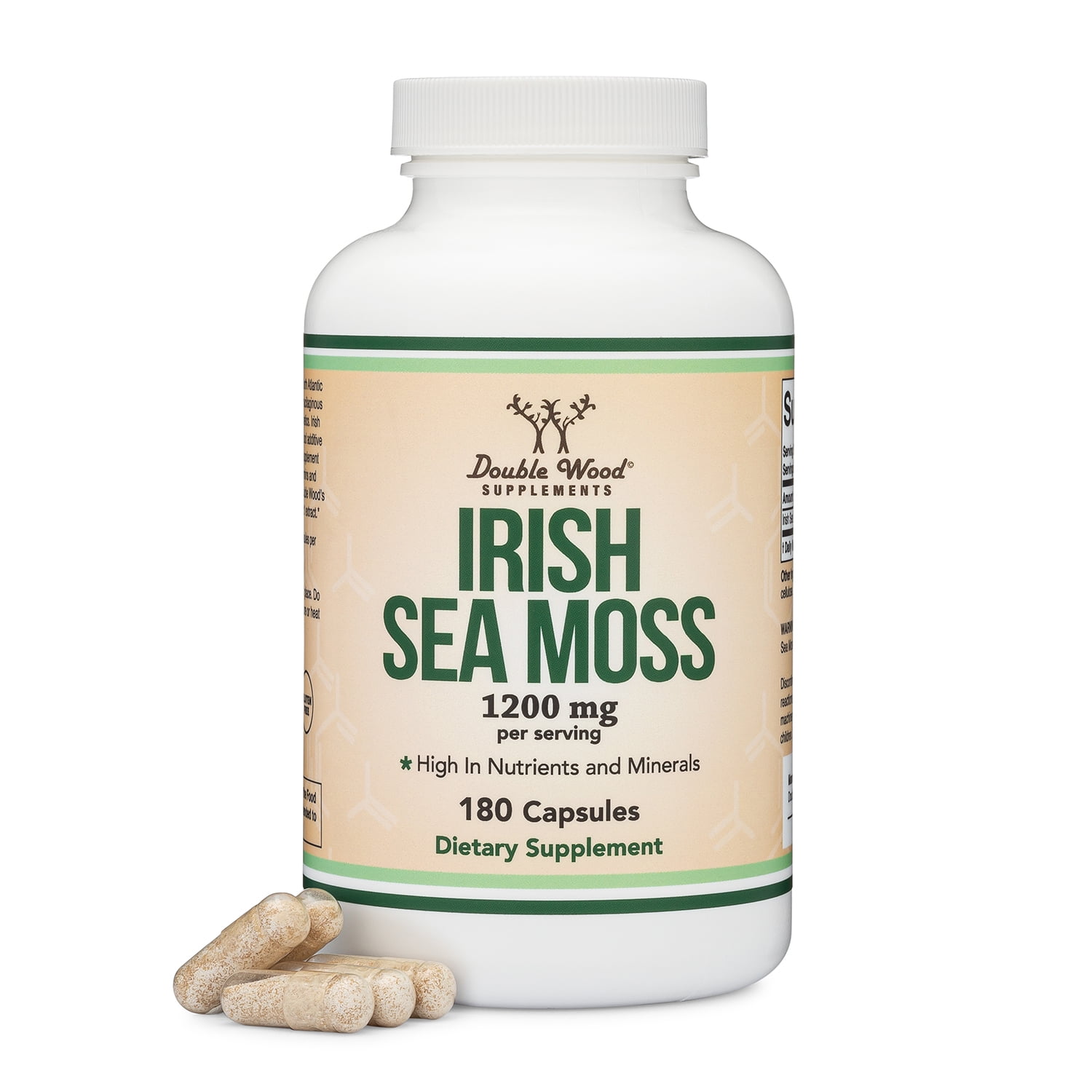 Double Wood Supplements Sea Moss Capsules | High Purity Extract (180 Count, 1,200mg)