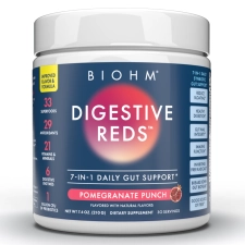 BIOHM Digestive Reds Probiotic Powder, Red Berry, 7.4 oz, 30 Servings