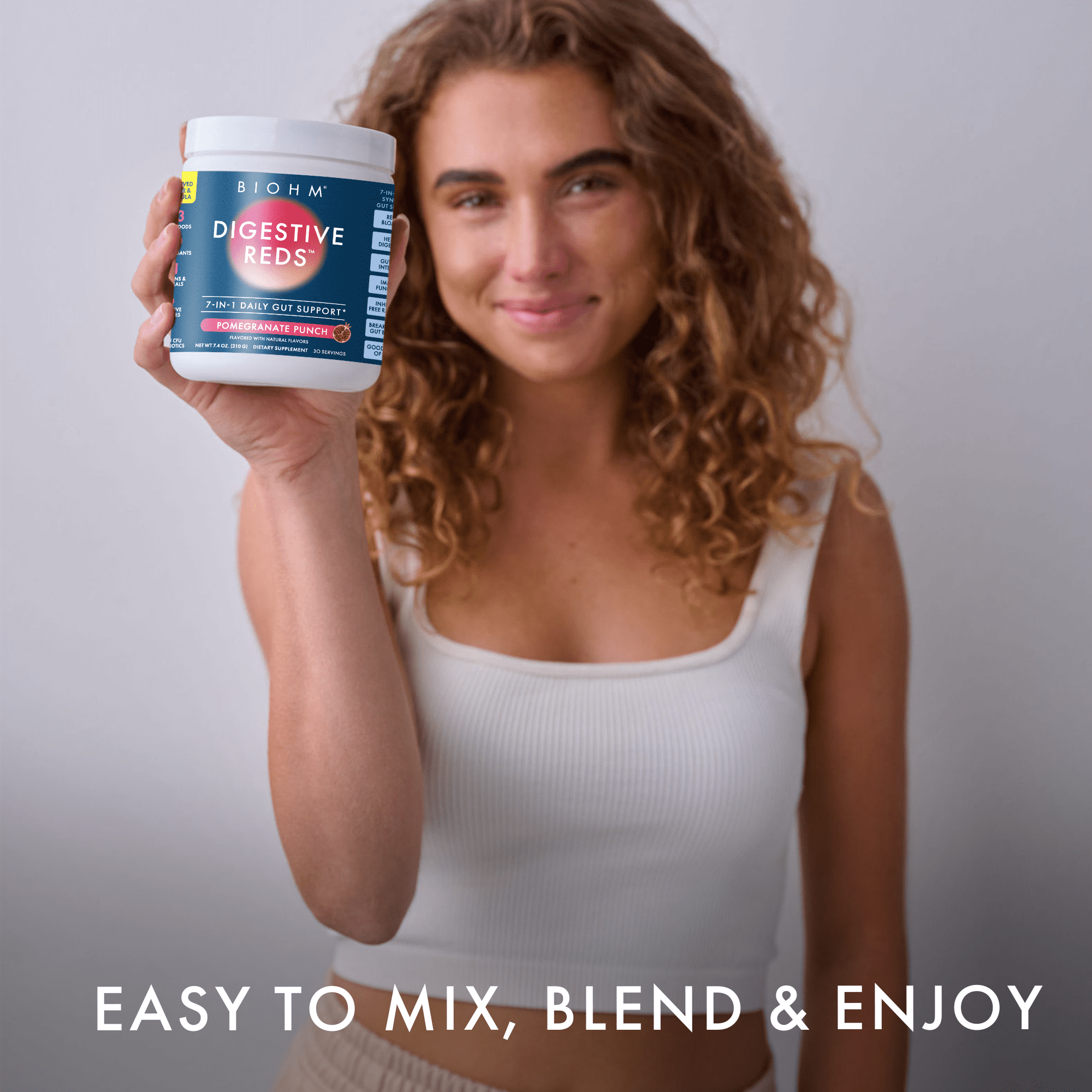 BIOHM Digestive Reds Probiotic Powder, Red Berry, 7.4 oz, 30 Servings