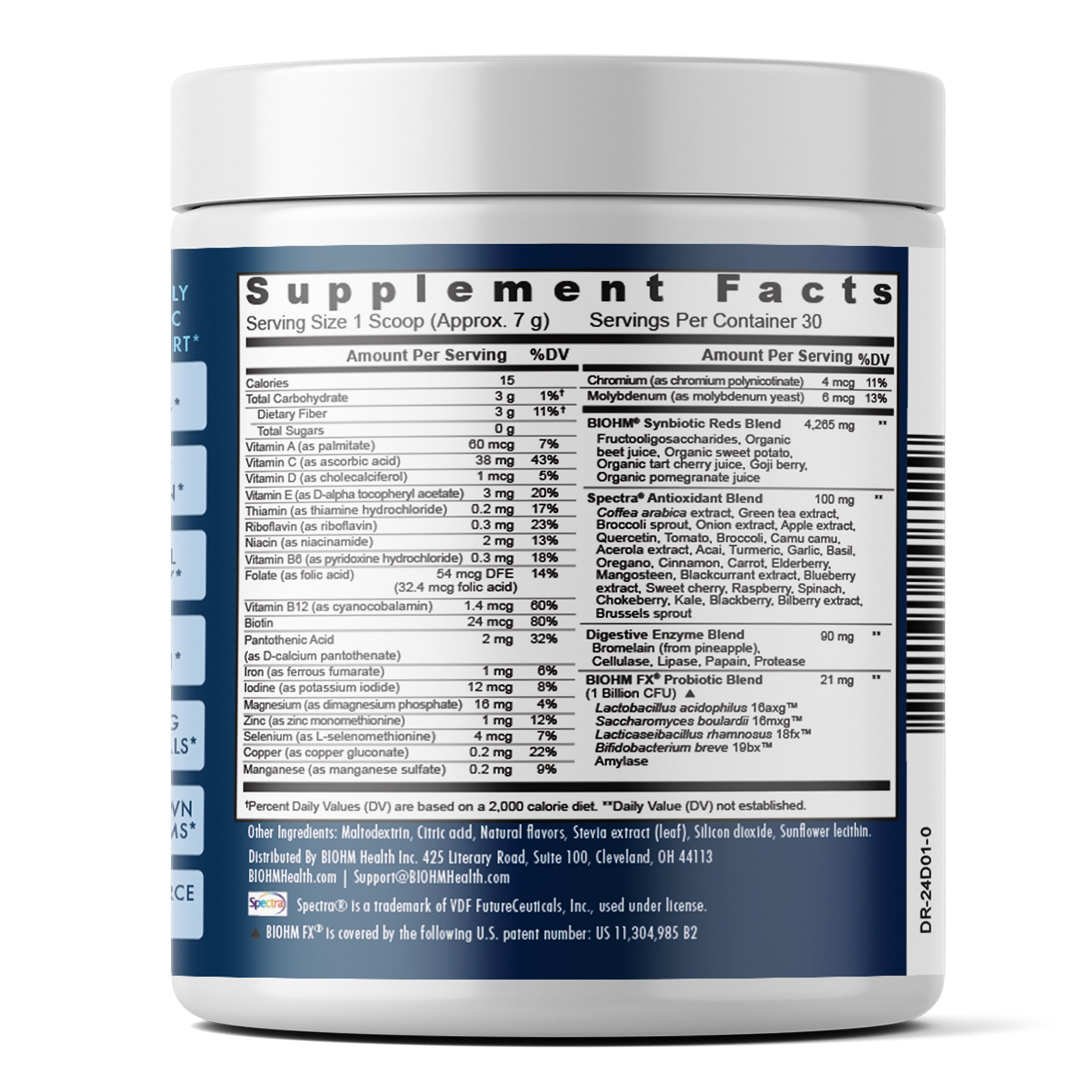BIOHM Digestive Reds Probiotic Powder, Red Berry, 7.4 oz, 30 Servings