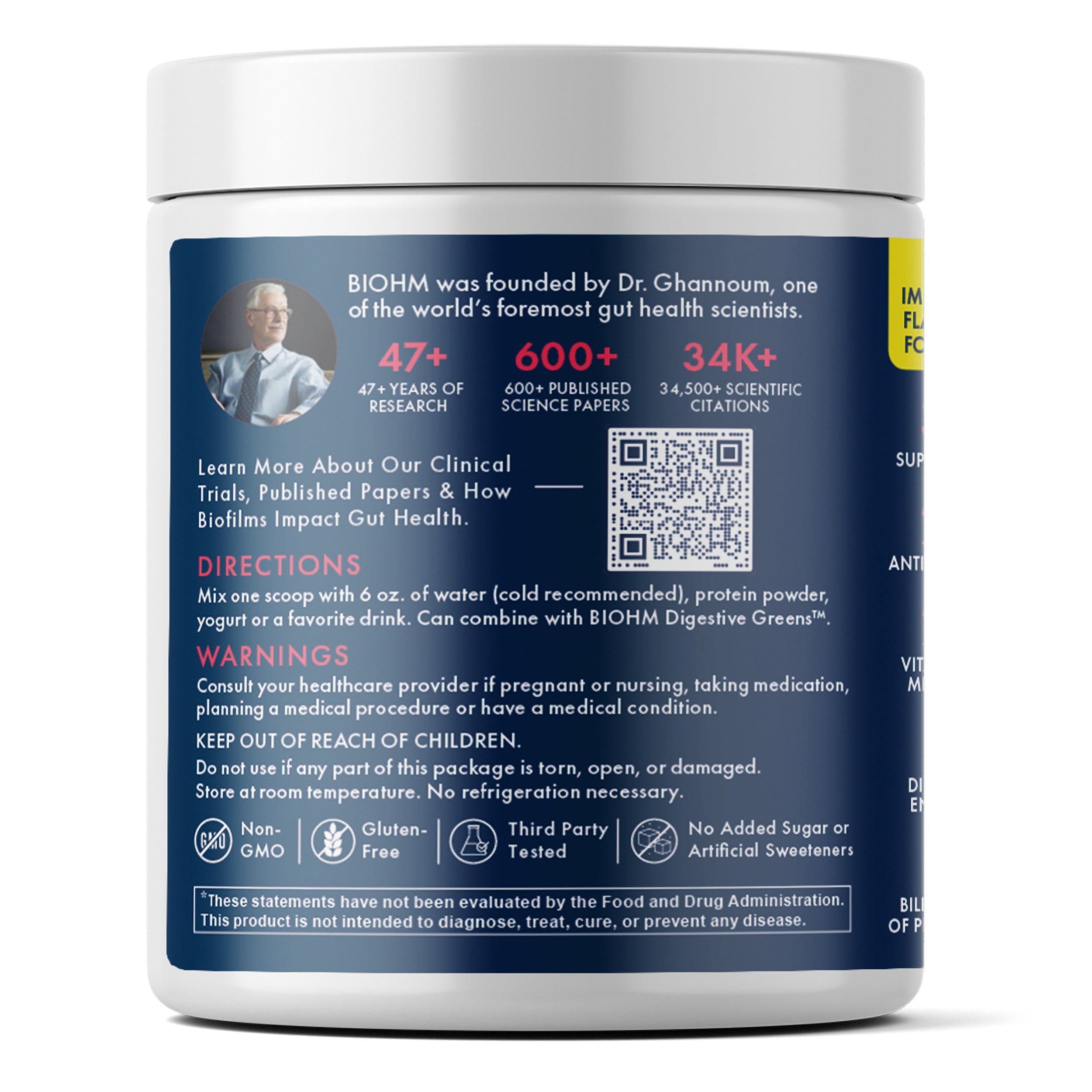 BIOHM Digestive Reds Probiotic Powder, Red Berry, 7.4 oz, 30 Servings