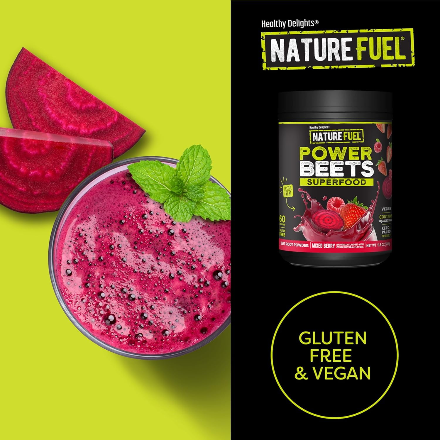 Healthy Delights Organic Acai Pomegranate Power Beets Powder - 30 Servings (5.8 oz)
