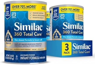Similac 360 Total Care Infant Formula with 5 HMO Prebiotics, Non-GMO, 36-oz Value Can (Pack of 3)