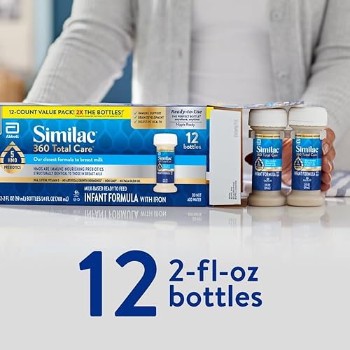 Similac 360 Total Care Infant Formula with 5 HMO Prebiotics, Non-GMO, Ready to Feed - Pack of 12