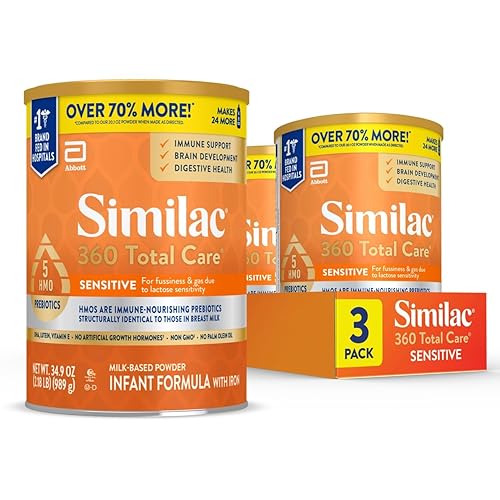 Similac 360 Total Care Sensitive Infant Formula | Lactose Sensitivity Relief | 5 HMO Prebiotics | Non-GMO | 34.9-oz x 3