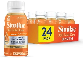 Similac 360 Total Care Sensitive Infant Formula with 5 HMO Prebiotics - Non-GMO, Ready to Feed (8 fl oz, Pack of 24)