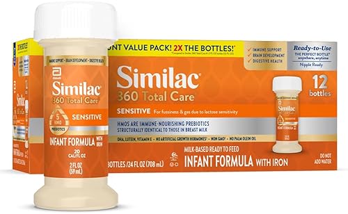 Similac 360 Total Care Sensitive Infant Formula - 12 Pack, Non-GMO, 5 HMO Prebiotics, Lactose Sensitivity Relief