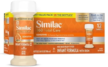Similac 360 Total Care Sensitive Infant Formula - 12 Pack, Non-GMO, 5 HMO Prebiotics, Lactose Sensitivity Relief