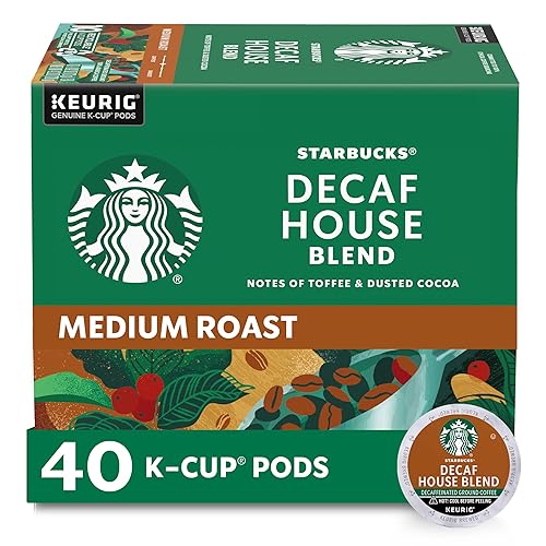 Starbucks Decaf K-Cup Coffee Pods, House Blend for Keurig Brewers - 1 Box (40 Pods)