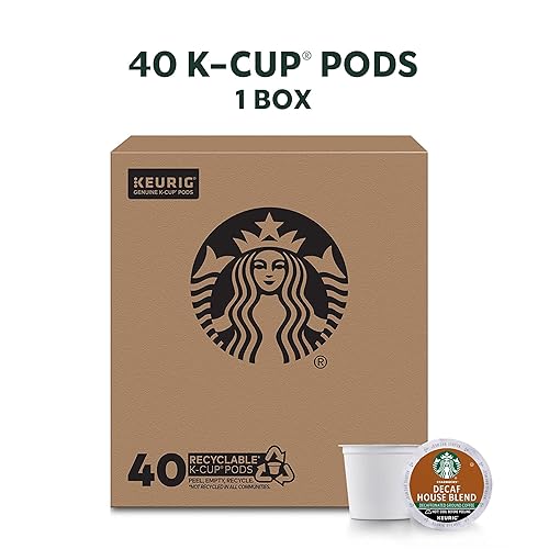 Starbucks Decaf K-Cup Coffee Pods, House Blend for Keurig Brewers - 1 Box (40 Pods)