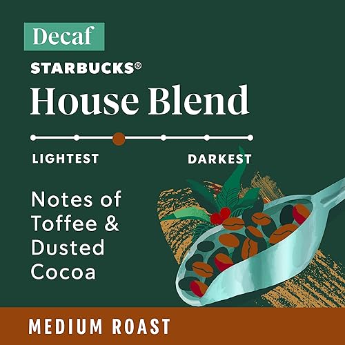 Starbucks Decaf K-Cup Coffee Pods, House Blend for Keurig Brewers - 1 Box (40 Pods)