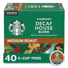 Starbucks Decaf K-Cup Coffee Pods, House Blend for Keurig Brewers - 1 Box (40 Pods)