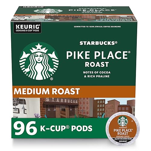 Starbucks Pike Place Roast K-Cup Coffee Pods, Medium Roast, 100% Arabica - 4 Boxes (96 Pods)