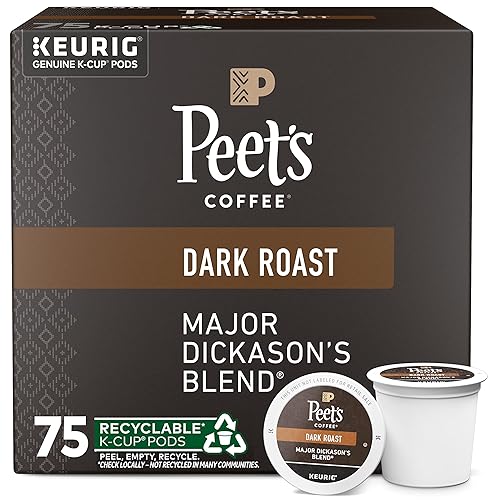 Peet's Coffee Dark Roast K-Cup Pods - Major Dickason's Blend 75 Count