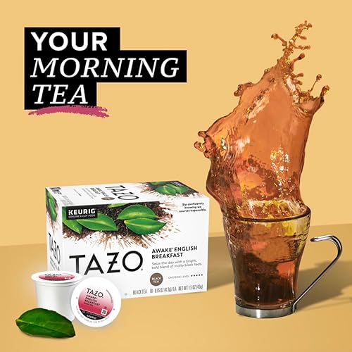 Lipton Tazo Awake English Breakfast Tea K-Cups - Bold Black Tea Pods for Health, 22 Pack