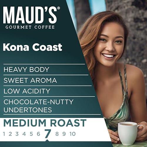 Maud's Organic Kona Coffee Pods 100 ct - Medium Roast, 100% Arabica, Keurig Compatible