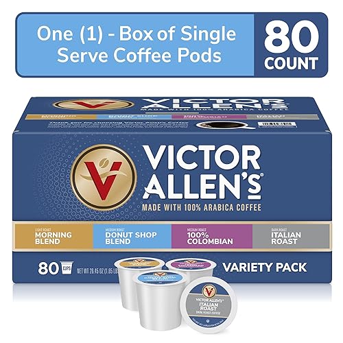 Victor Allen's Coffee Variety Pack - 80 Count Single Serve Coffee Pods for Keurig K-Cup Brewers