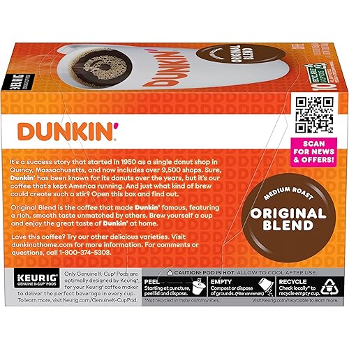 Dunkin' Original Blend Medium Roast Coffee K-Cups (60 Pods)