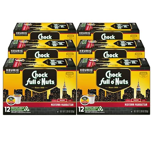 Chock Full o'Nuts Midtown Manhattan Coffee K-Cup Pods, 12 CT x 6 Pack
