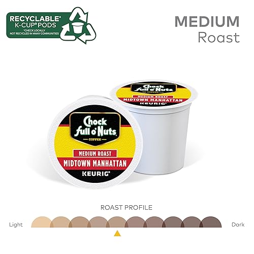 Chock Full o'Nuts Midtown Manhattan Coffee K-Cup Pods, 12 CT x 6 Pack