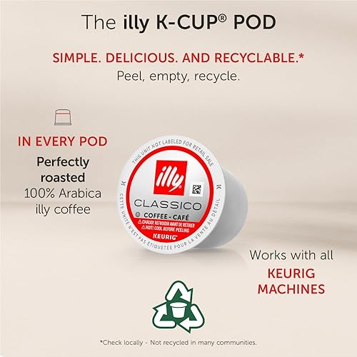 Illy Classico Roast Coffee Pods - Caramel, Orange Blossom & Jasmine Flavors - 32 Count for Keurig
